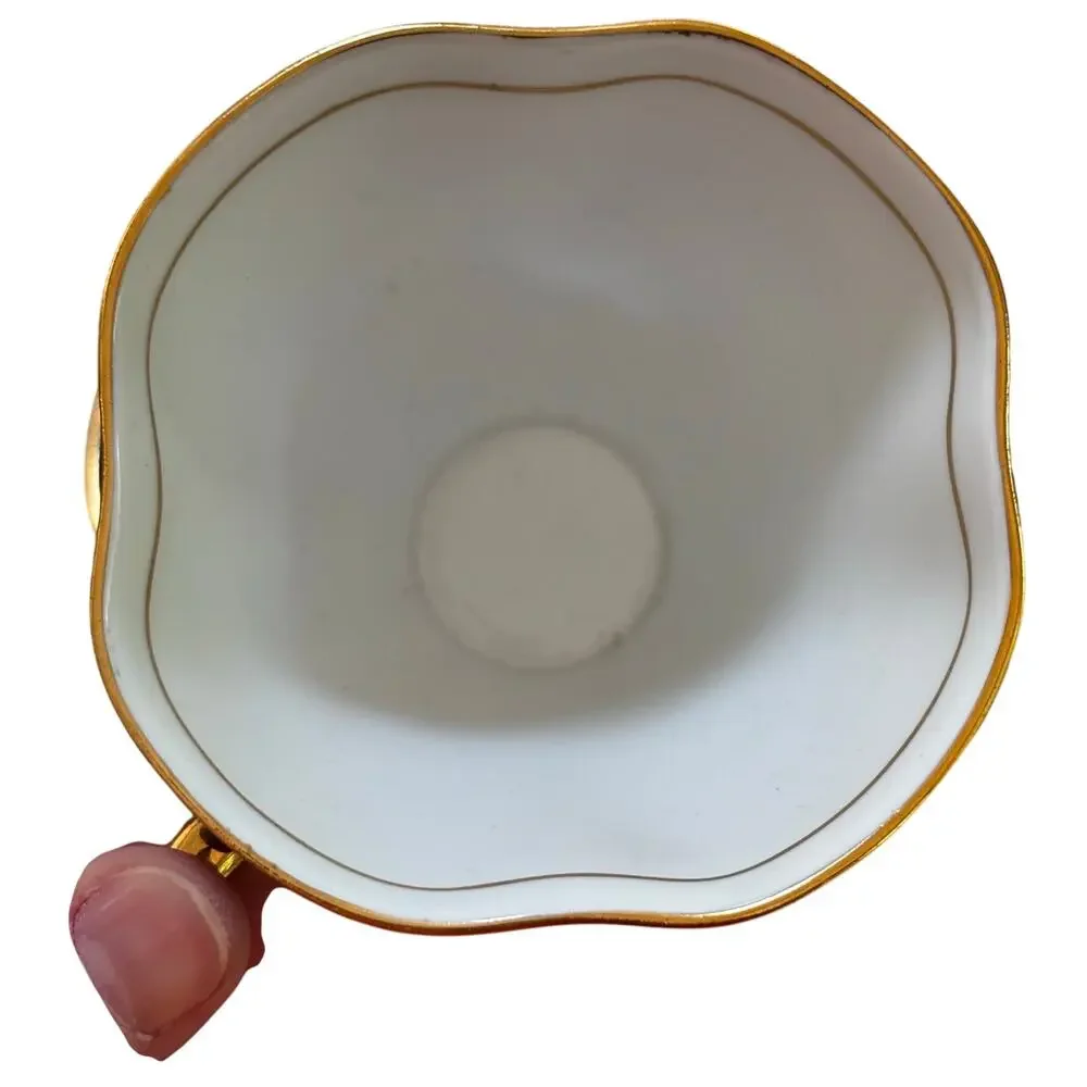Vintage Windsor teacup & saucer set black & gold trim bone china Made in England